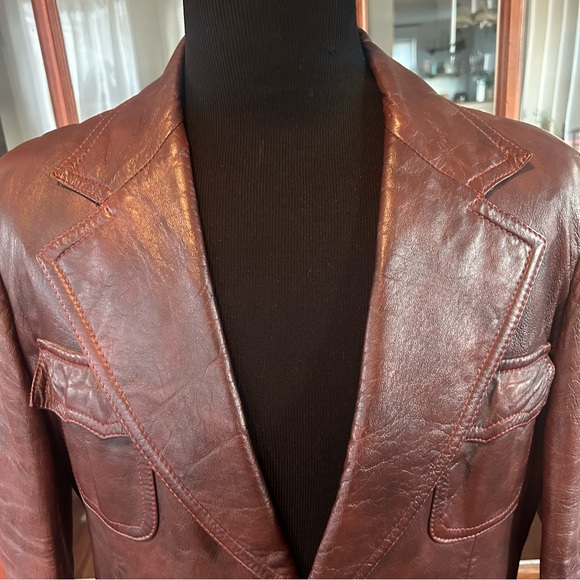 Vintage 1970's Men's Brown Leather Coat Retro Cool Montreal Leather Garment - Picture 3 of 11